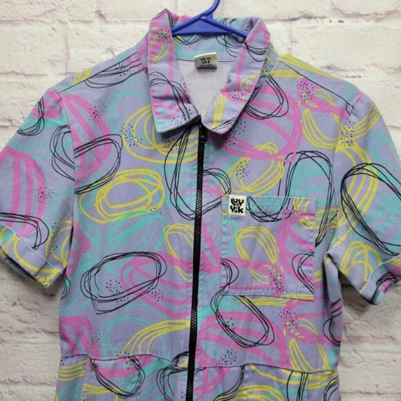 Lucy & Yak Scribbled Floral Ragan Jumpsuit Size 8 Boilersuit Organic Cotton - Picture 2 of 9